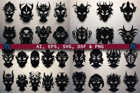 Halloween Face Masks Svg Bundle Graphic By Ngised · Creative Fabrica