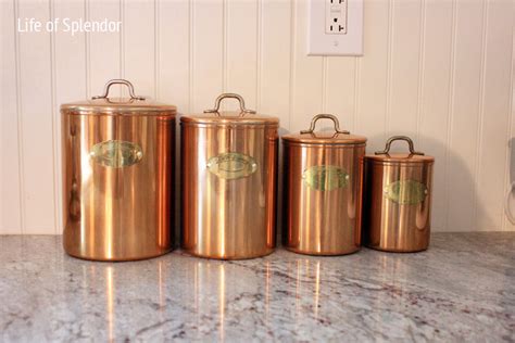 White enamel kitchen canister set vintage foo. Vintage Copper Kitchen Canisters ...