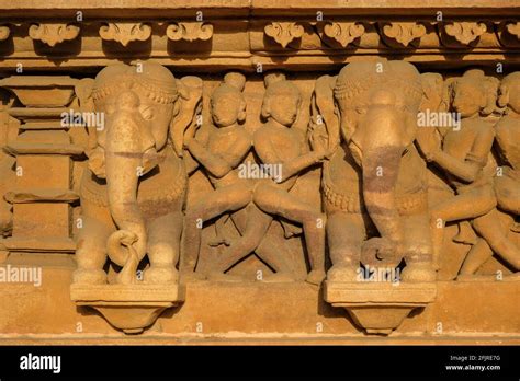 Detail Of The Lakshmana Temple In Khajuraho Madhya Pradesh India