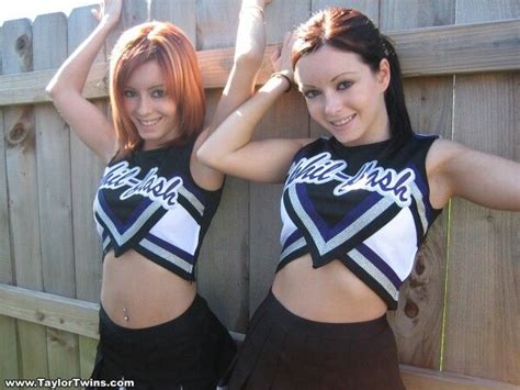 Gorgeous Taylor Twin Sisters In Cheerleader Outfits With Images Cheerleading Outfits