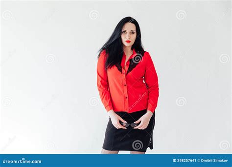 Beautiful Business Woman Teacher In Red Clothes Stock Image Image Of Manager Isolated 298257641