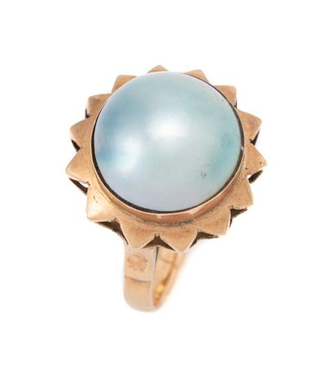 14ct Gold Mabe Pearl Ring 13mm Cultured Pearl Size O Rings Jewellery