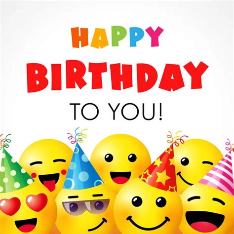 Birthday Smiley Emojis Vector Happy Birthday Greeting Text 50 Off