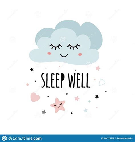 Cute Light Pink Cartoon Cloud Wish Text Sleep Well For Baby Poster