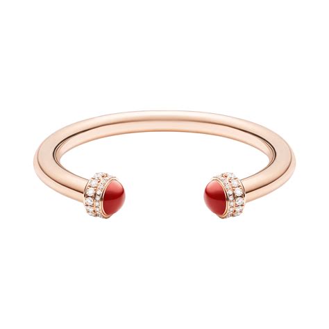 Rose Gold Carnelian Diamond Open Bangle Bracelet Piaget G36pe500