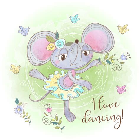 Premium Vector Cute Mouse Ballerina Dancing I Love Dancing Inscription