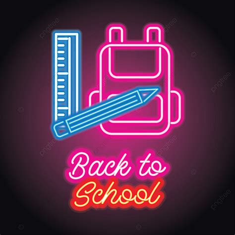 Back To School With Neon Light Effect Vector Illustration Back To