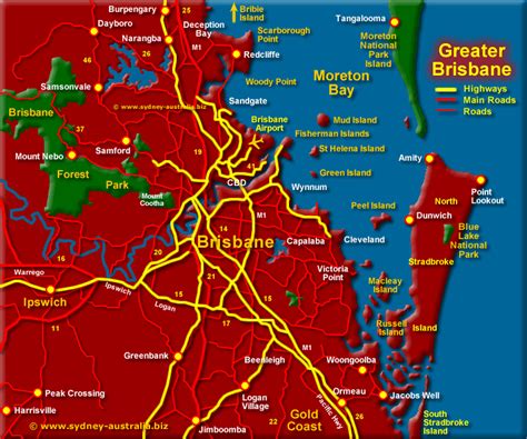 This map shows tourist information centers, points of interest, tourist attractions and sightseeings in brisbane. Greater Brisbane Map, Queensland