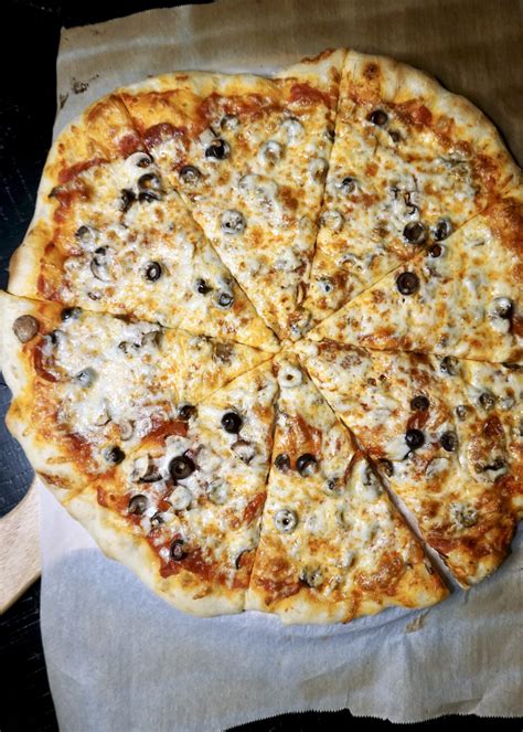 Pepperoni Mushroom And Black Olive Pizza A Hint Of Honey