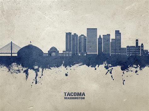 Tacoma Washington Skyline 00 Digital Art By Michael Tompsett