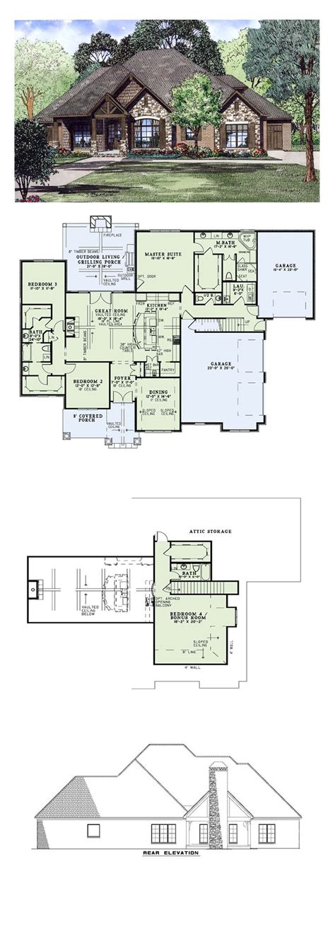 European Style House Plan 82162 With 3 Bed 4 Bath 3 Car Garage