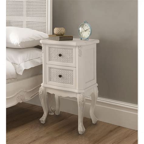Rattan Antique French Style Bedside Table White Bedside Tables