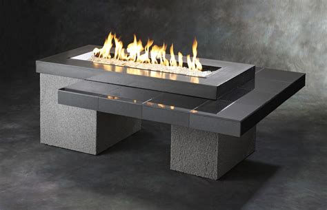 Black Uptown Linear Gas Fire Pit Table By Outdoor