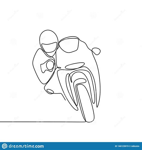 Continuous Line Drawing Person Riding Motorcycle Sport Design Stock