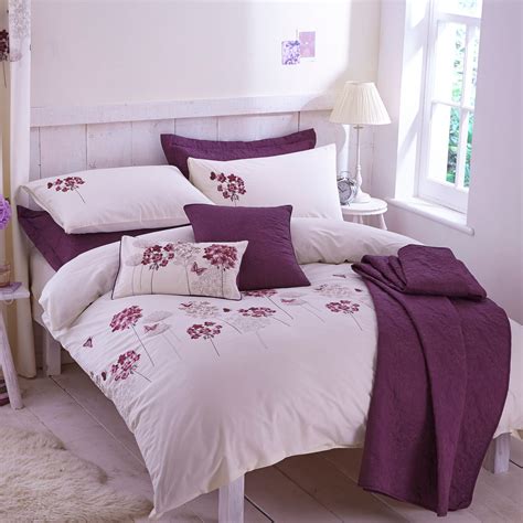 Hydrangea Plum Bed Linen Collection Dunelm