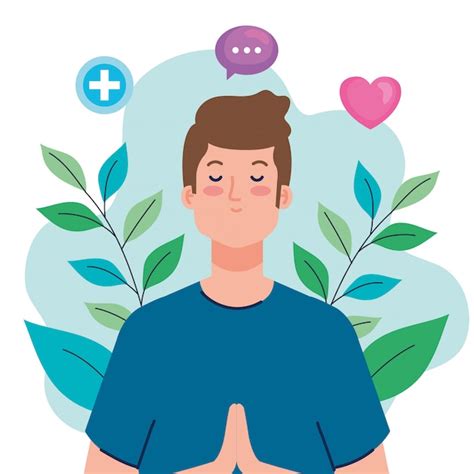 Premium Vector Mental Health Concept And Man Meditating With Health