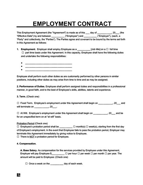 Delaware Employment Contract Template Pdf And Word