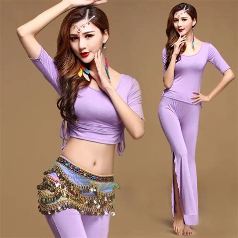 2017 Sexy Women Belly Dance Costumes 2pcs 3pcs Modal Top Skirt Belt Bollywood Long Gypsy