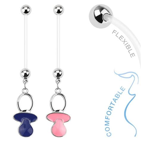 Pacifier Preggy Belly Bar Clear Flex Maternity Belly Bar With Cute Pacifier Dangle Find It At