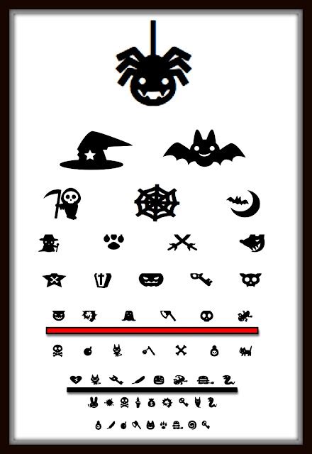 From Gardners 2 Bergers Halloween Eye Chart Printable