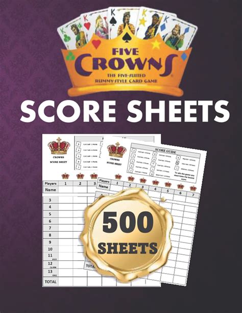 Five Crowns Score Sheets 500 Large Score Pads For Scorekeeping Crown