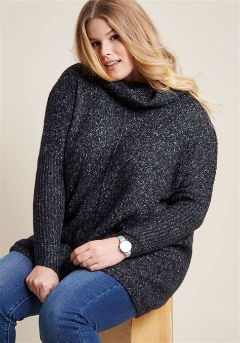 Throw In The Cowl Sweater In Noir Cowl Sweater Plus Size Sweaters