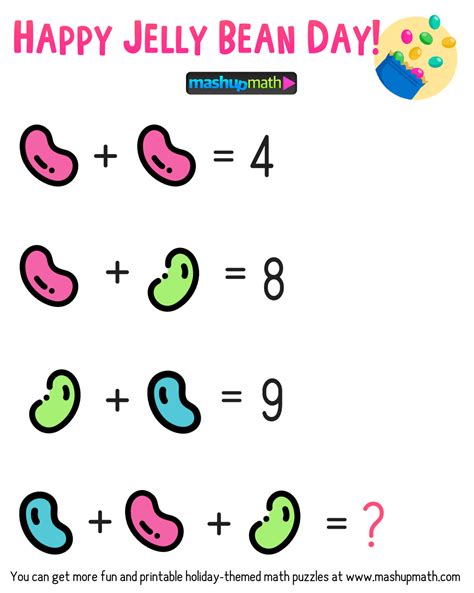 National Jelly Bean Day Math Puzzles For Kids — Mashup Math