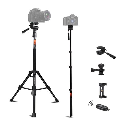 Tripod For Camera And Phone Monopod With Remote Action Camera Mount Adapter