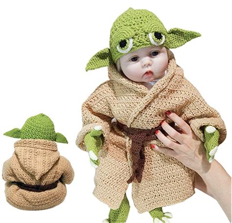An Adorable Hand Knit Baby Yoda Costume For Infants