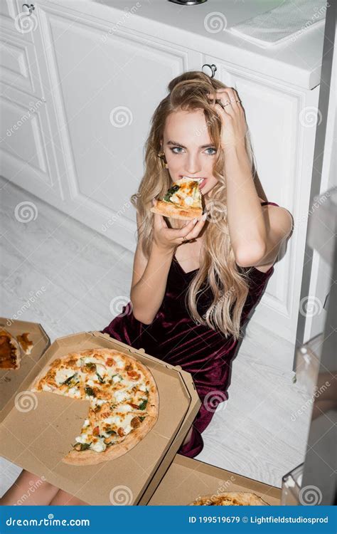 High Angle Of Woman Eating Stock Image Image Of Night 199519679