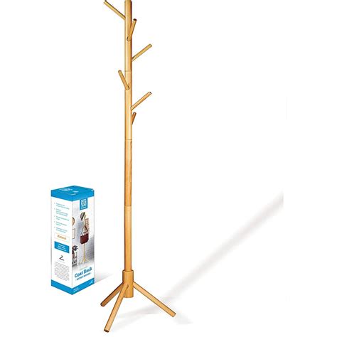 Zober Wooden Free Standing Coat Rack With 6 Hooks 69 12 Tall