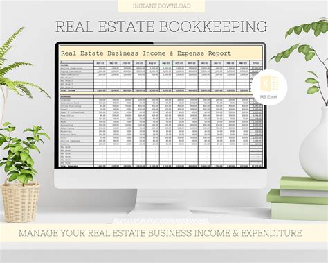 Real Estate Income And Expenses Bookkeeping Spreadsheet Real Estate