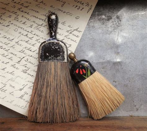 Set Of 2 Vintage Whisk Brooms Black Painted Silver Metal And Etsy