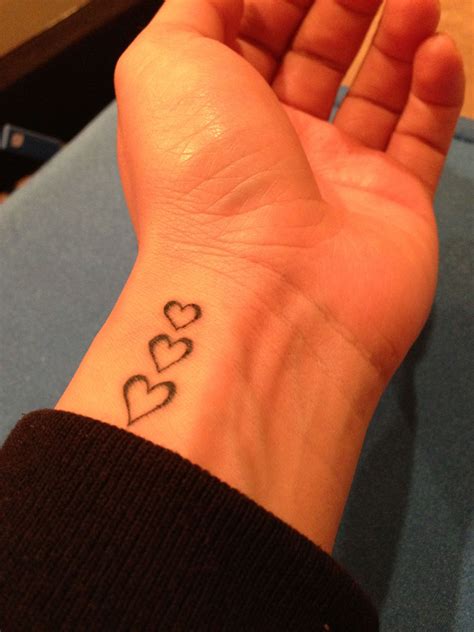 Hearts In A Row Tattoo On Wrist Maybe With The Word Love Next To It
