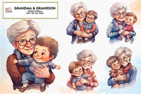 Grandma And Grandson Sublimation Clipart Graphic By Pigdesign
