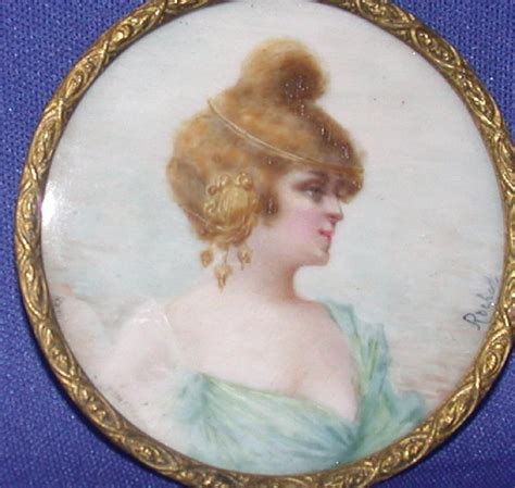 Victorian Hand Painted Miniature Portrait Signed Rochat C 1890