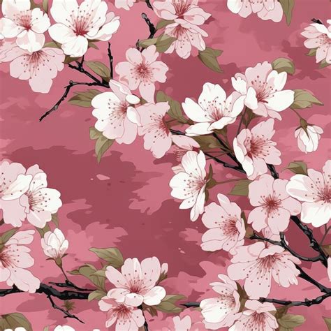 Premium Ai Image Seamless Pattern Of Cherry Blossoms On A Pink
