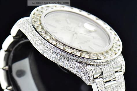 herren armbanduhr rolex datum just ii 2 iced out mit echten diamanten 46mm
