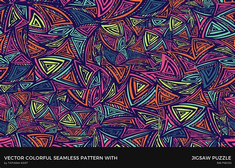 Vector Colorful Seamless Pattern With Jigsaw Puzzle By Tatiana Kost