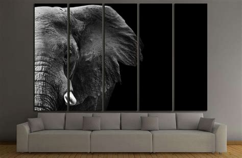 Powerful Image Of An Elephant In Black And White №3262 Ready To Hang C