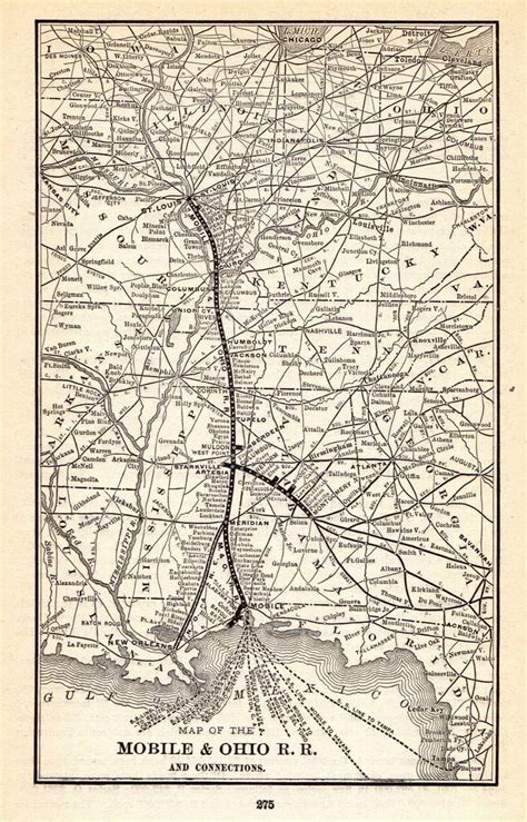 1902 Antique Mobile And Ohio Railroad Map Vintage Collectible Etsy In