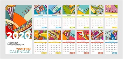 Premium Vector 2020 Calendar Abstract Contemporary Art