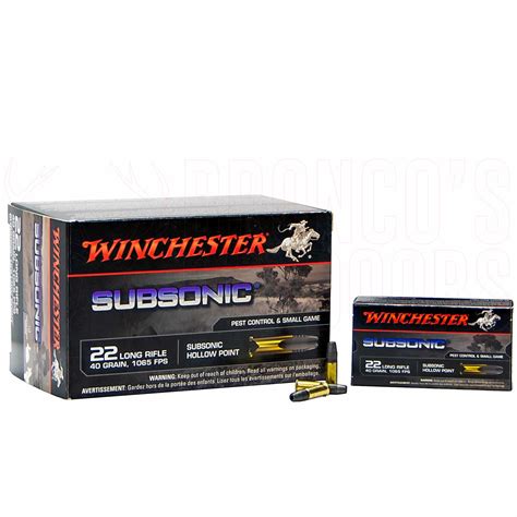 Winchester Subsonic 22lr 40gr 500 Rounds Broncos Outdoors