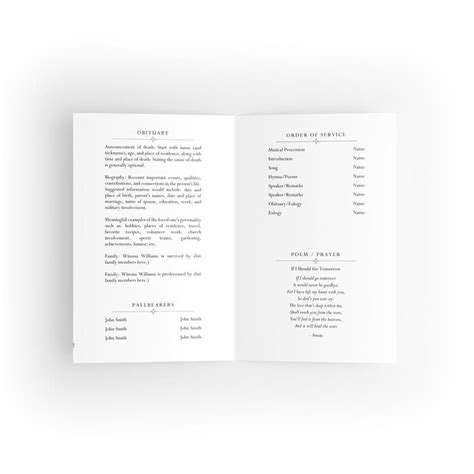 Funeral Program Template Microsoft Word Instant Download Etsy