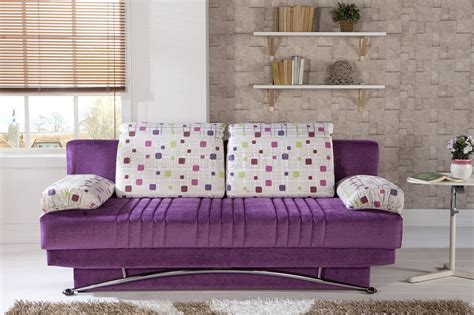 Purple sectional sleeper sofa bed,julyfox 900 lb heavy duty 115 inch velvet sofa futon w/chaise recliner back diamond button tufted day bed w/nailhead trim for living room small spaces office. Fantasy Corbin Purple Sofa Bed by Sunset in Microfiber w ...