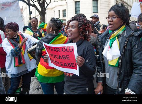 Activists Protest Outside The Zimbabwean Embassy In London Against Zimbabwe President Robert