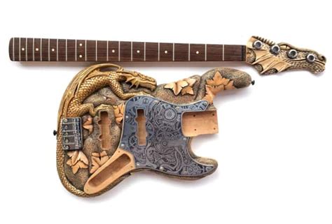 Diy Jazz Electric Bass Guitar Kit Custom Carved 3d Steampunk Reverb