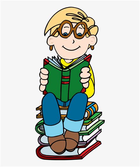 Boy Reading On Stack Of Books Clipart Clipartfest Book Png Clipartix
