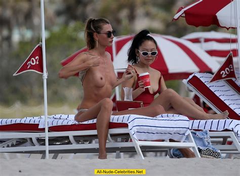 Alina Baikova Sunbathing Topless On A Beach Beach Pussy