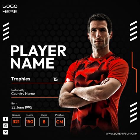 Player Profile Instagram Template Postermywall
